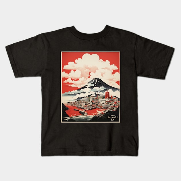 Nagasaki Japan Travel Vintage Tourism Poster Kids T-Shirt by TravelersGems